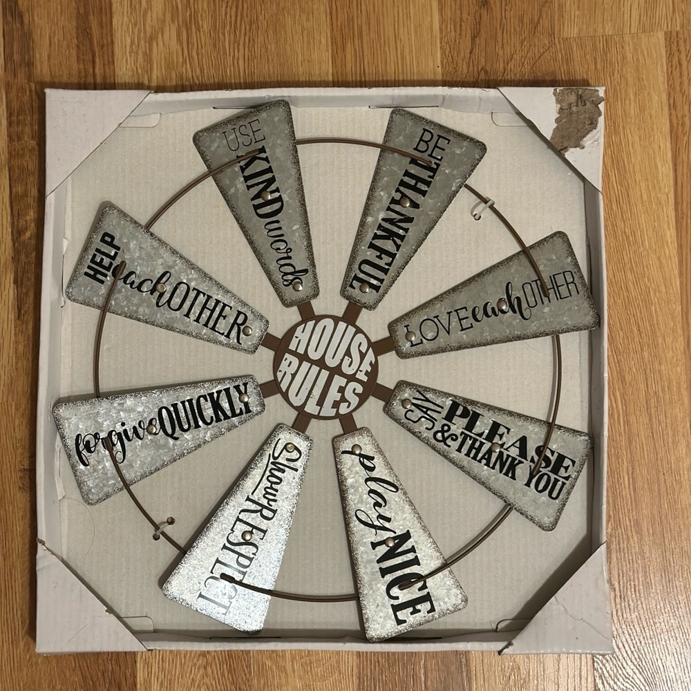 Rustic Metal House Rules Wall Decor